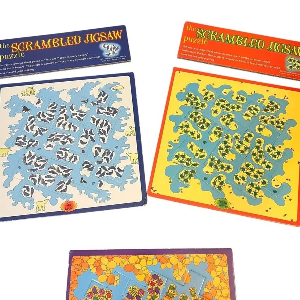 The Scrambled Jigsaw Puzzle Bundle Of 3 Vintage Critical Thinking Brain Problems